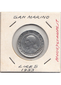 1933 5 Lire Argento San Marino Q/Fdc
